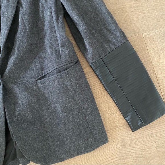 rag & bone women’s gray wool leather trim blazer jacket - Picture 4 of 5